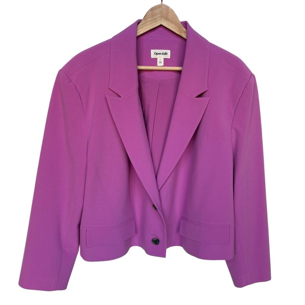 Open Edit Cropped Boxy Blazer in Fuchsia size L